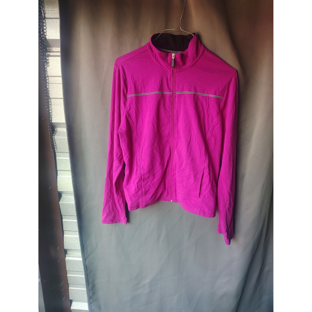 Be Inspired Magenta Pink Full Zip Athletic Jacket Womens XL Mock Neck Yoga Top